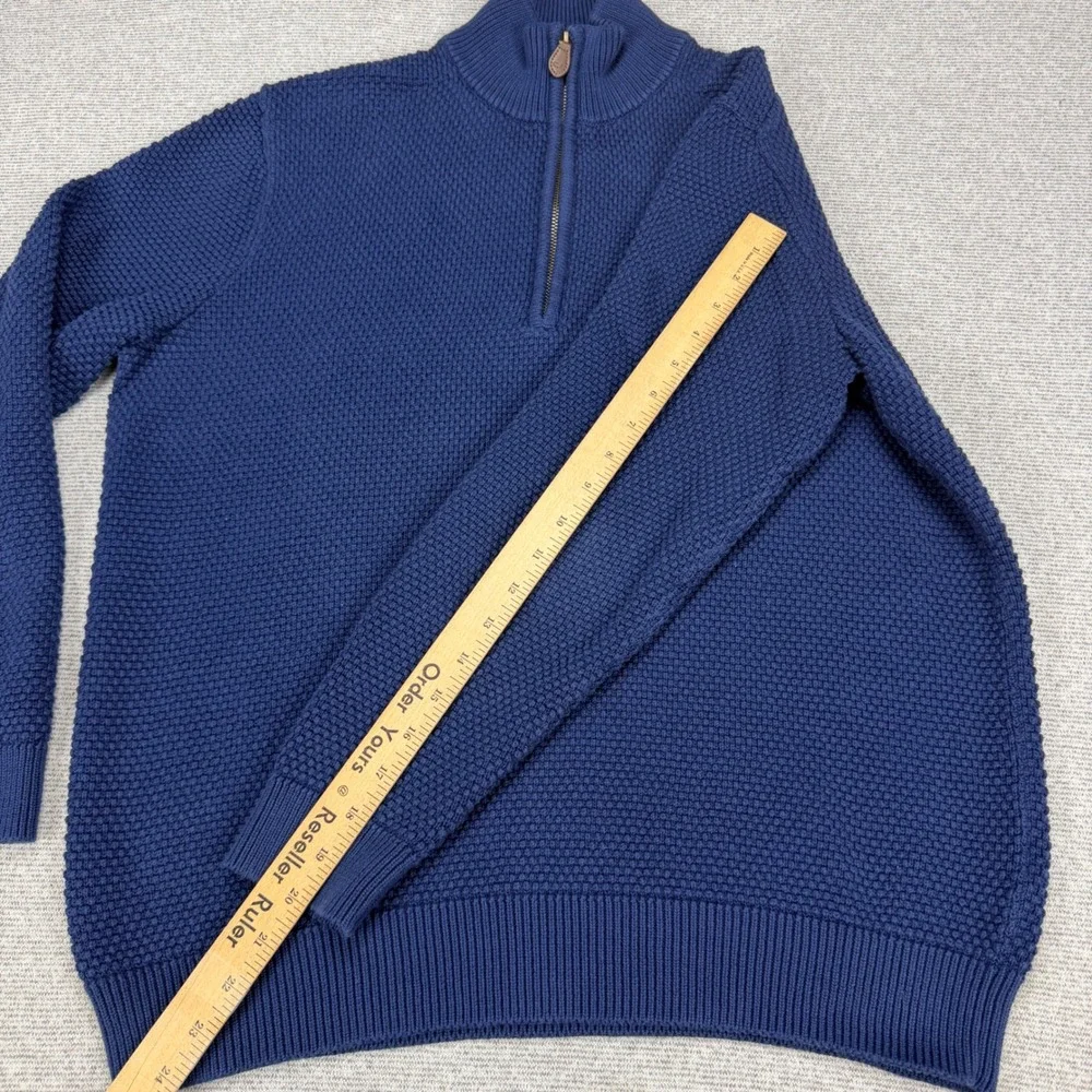 Vineyard Vines Mens Medium Blue Cotton Waffle Knit Quarter Zip Pullover Sweater